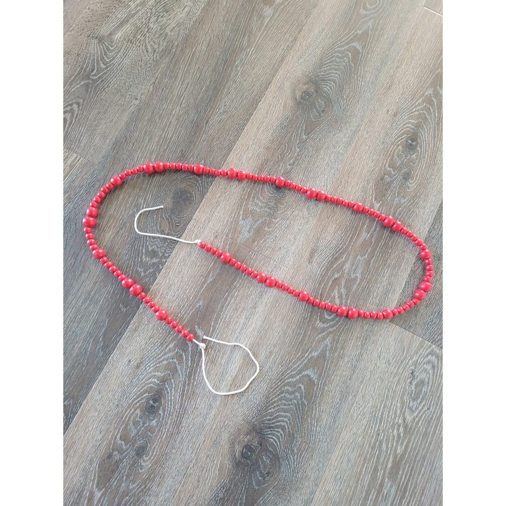 Red Wooden Bead Garland Farmhouse Boho Rustic Home Decor Strand 5ft‎ Accent #5